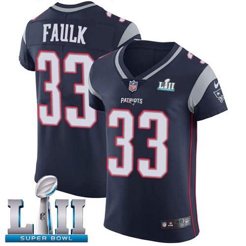 Nike Patriots #33 Kevin Faulk Navy Blue Team Color Super Bowl LII Men's Stitched NFL Vapor Untouchable Elite Jersey - Click Image to Close